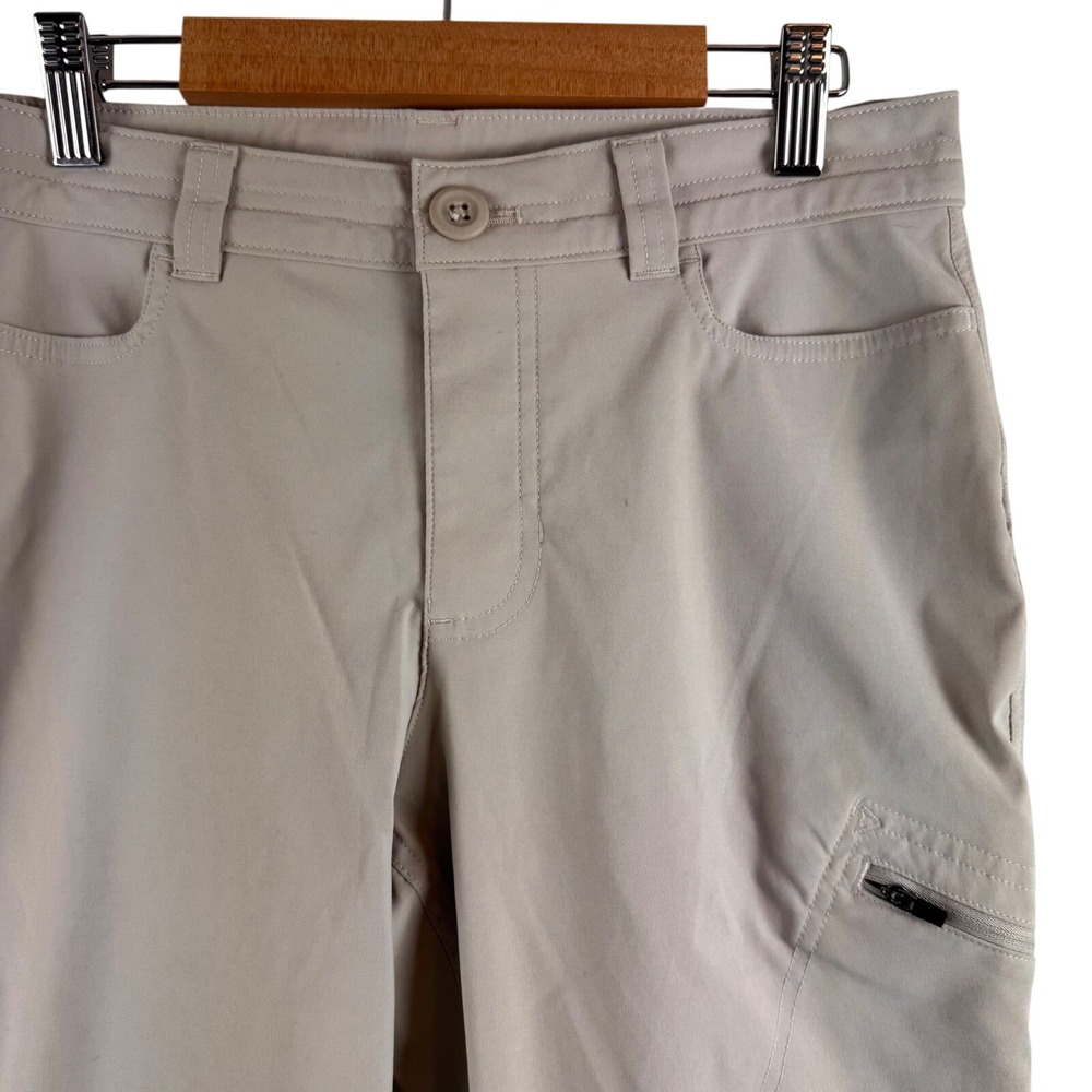 Eddie Bauer Guide Pants Womens 4 Tan Nylon Hiking Stretch Water Repellent